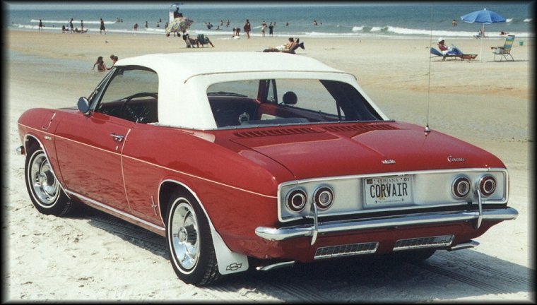 1965 Corvair convertible (rear 3/4 view)